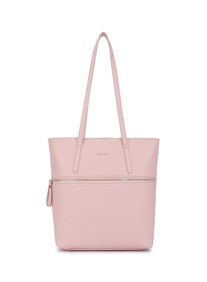 Fastrack Casual Laptop Tote Bag For Girls, Large Size With A Zipper Closure And Padded Laptop Compartment, Compatible With Laptops Up To 14 Inches, Double Handle Bag, Pink - Image 1